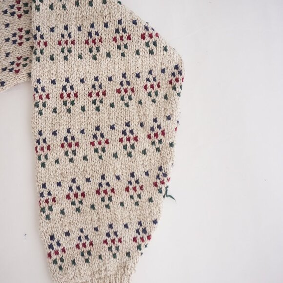 VTG Northwest Territory Ivory Cotton Knit Cabincore Retro Eclectic Sweater XL - Picture 8 of 11